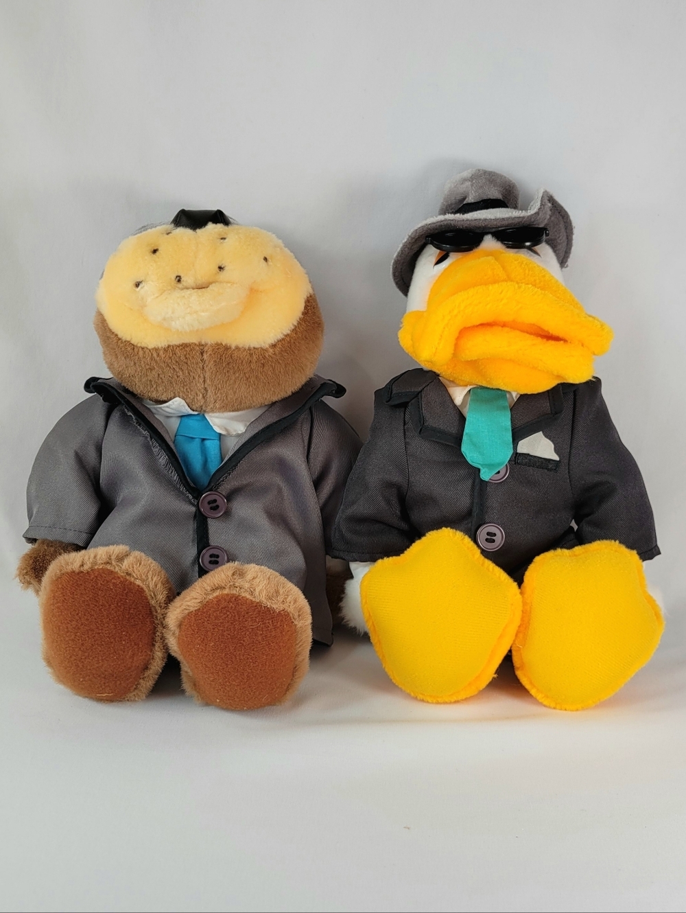 The Touchables Bulldog Mobster + Duck Detective 12” Plush Commonwealth 1987 VTG